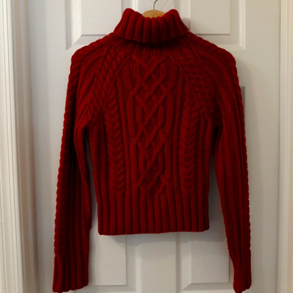 Express red merino wool hand knit sweater